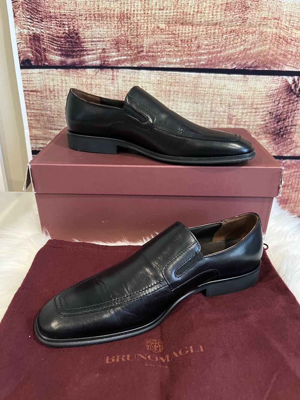 Bruno Magli RAGING LEATHER SLIP-ON BLACK Loafer Made in Italy Men's Size 8.5 M